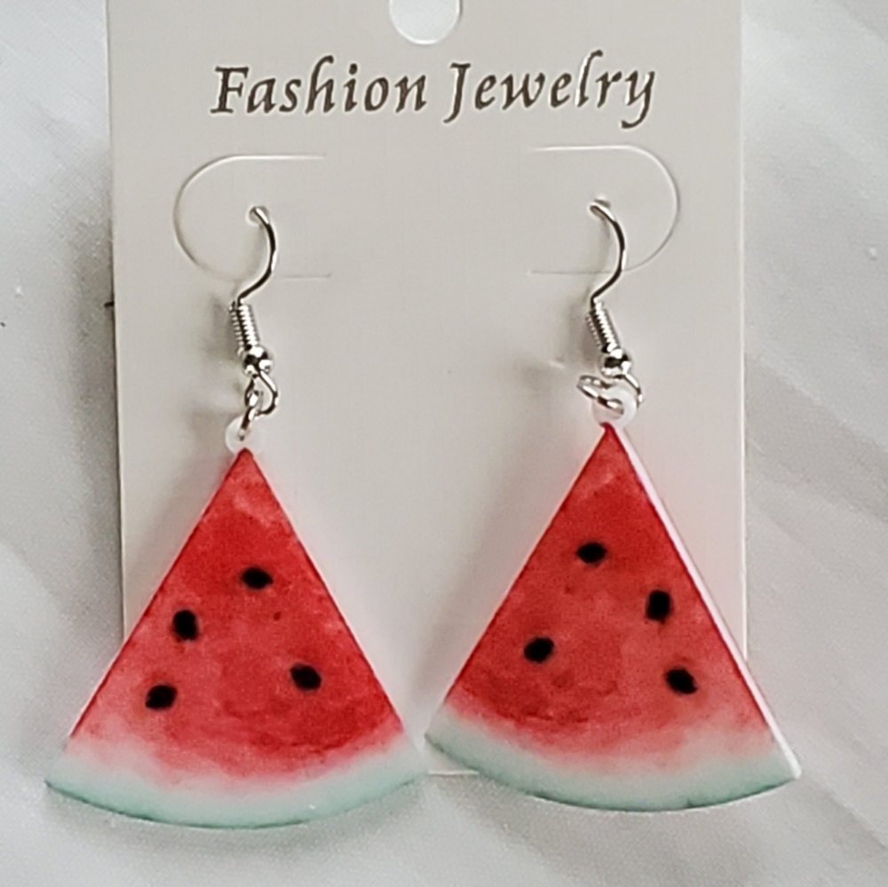 Watermelon slice fruit earrings
